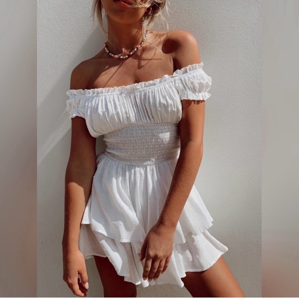 Princess Polly White love galore romper dress size 2